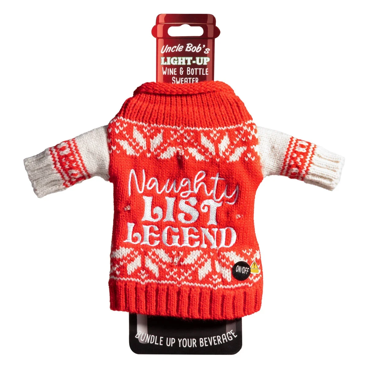 Light-Up Ugly Christmas Sweater Wine Bottle Cover - Image 4