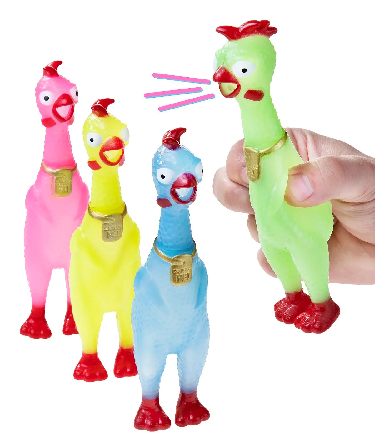 Mini Glow-in-the-Dark Rubber Chickens