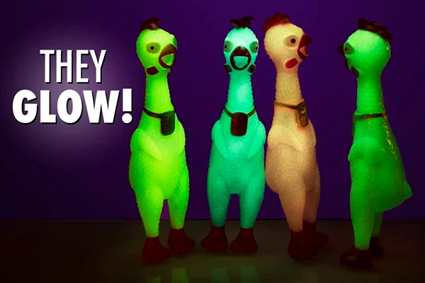 Mini Glow-in-the-Dark Rubber Chickens - Image 2